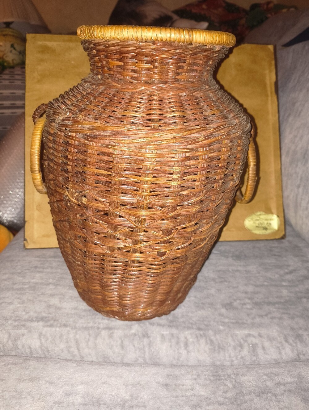 Handwoven Brown Wicker Decorative Vase - Rustic Home Accent
